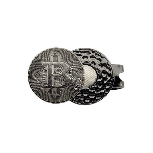 Bitcoin Golfballmarker Magnetclip Krypto Schwarz Front