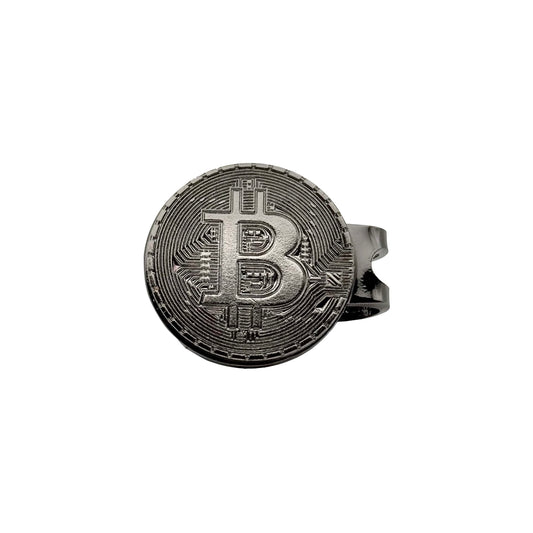 Bitcoin Golfballmarker Magnetclip Krypto Schwarz Front