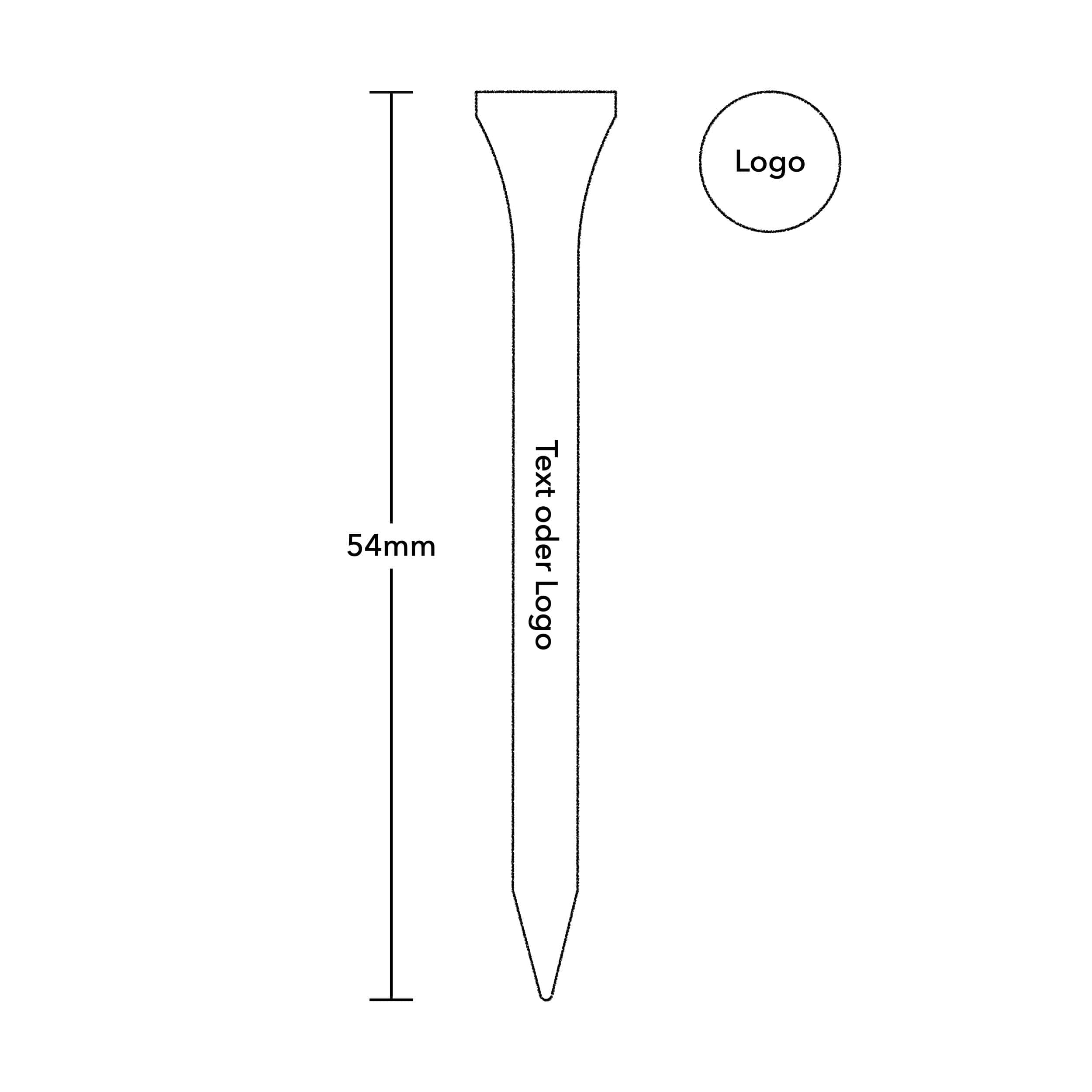 Personalisierbare Golf Tees Holz 54mm Logo Text
