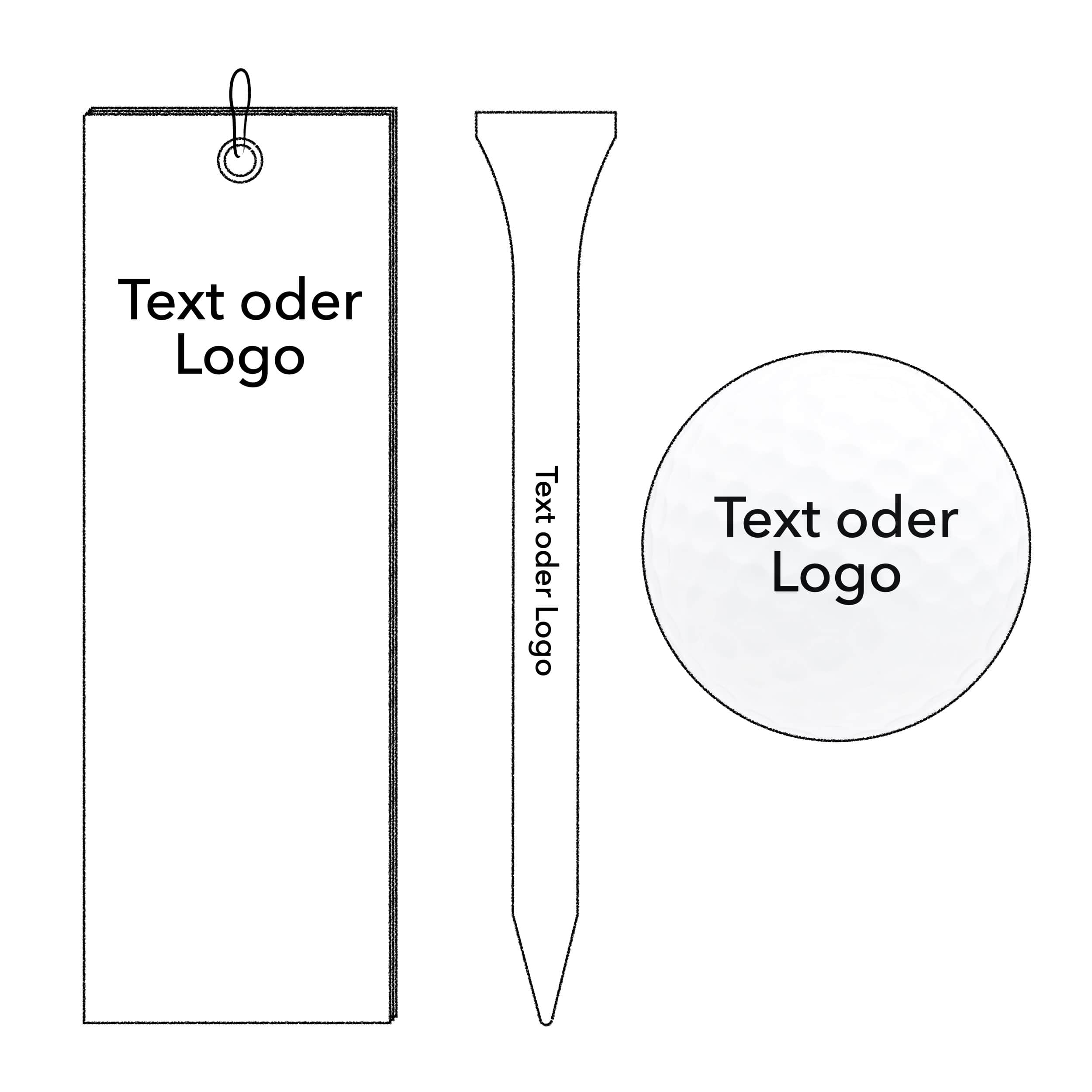 Personalisierbare Golfbälle Handtücher Tees mit Text Logo