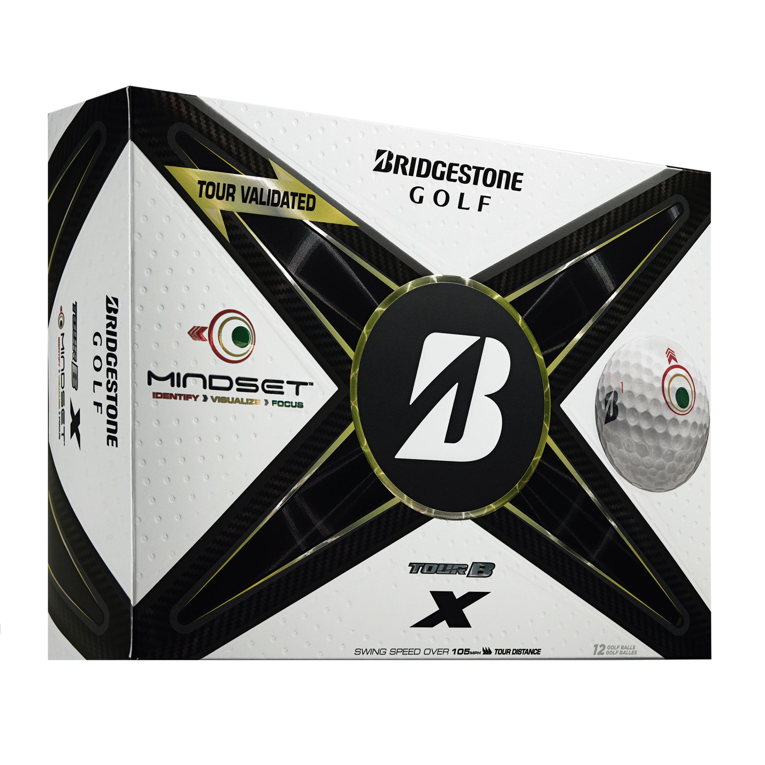 Bridgestone Tour B X MindSet Golfbälle 2024 Weiß