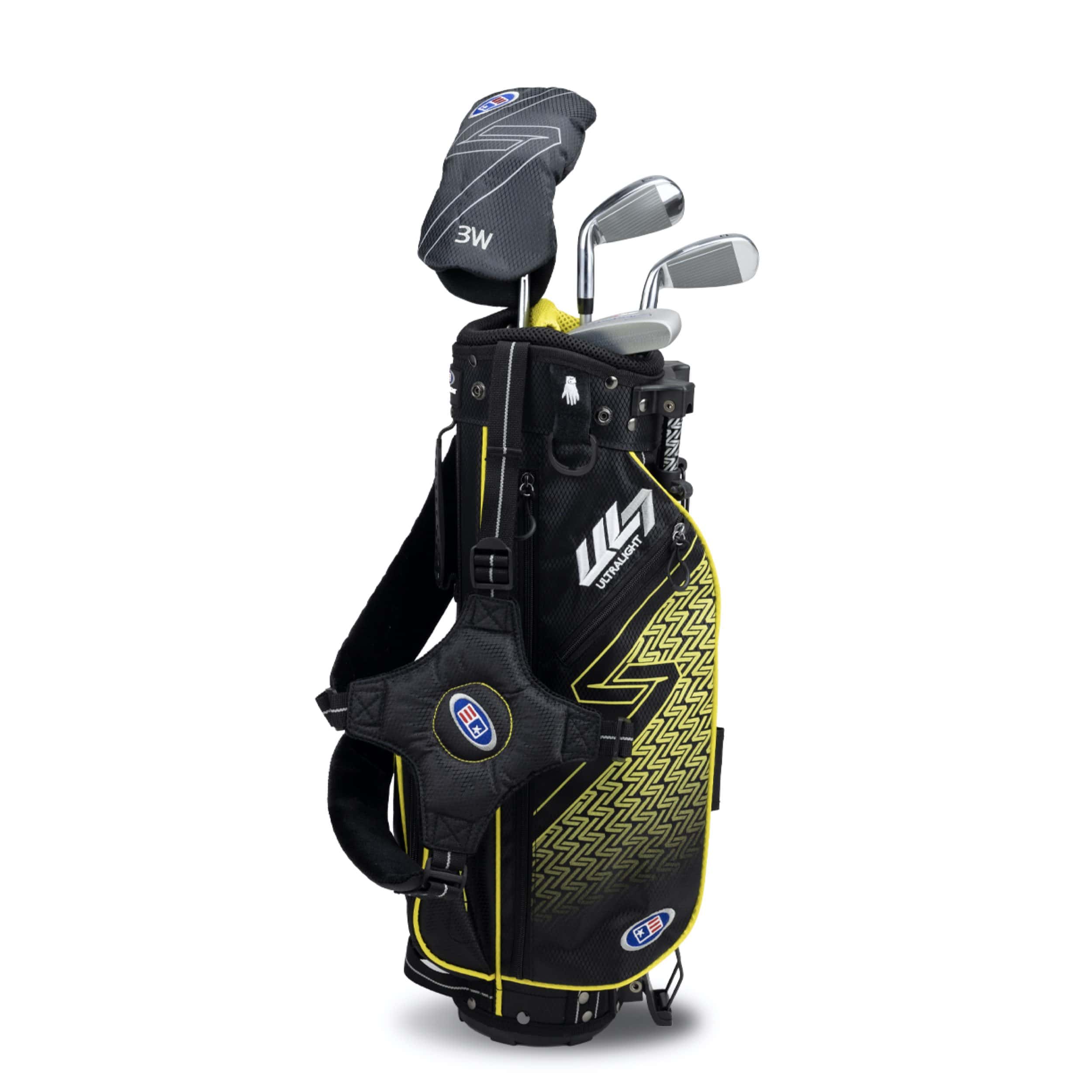 US Kids Golf Ultralight 42 Stand Bag 4 Schläger Set UL42 Gelb